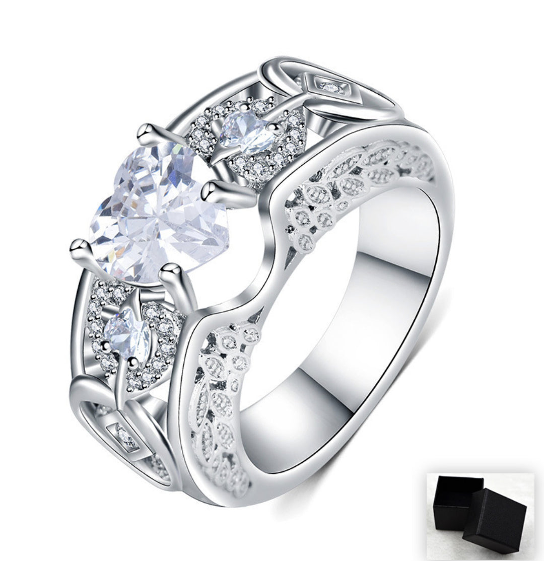 Princess Heart-Shaped Ruby Engagement Ring – Elegant Romantic Gemstone Ring