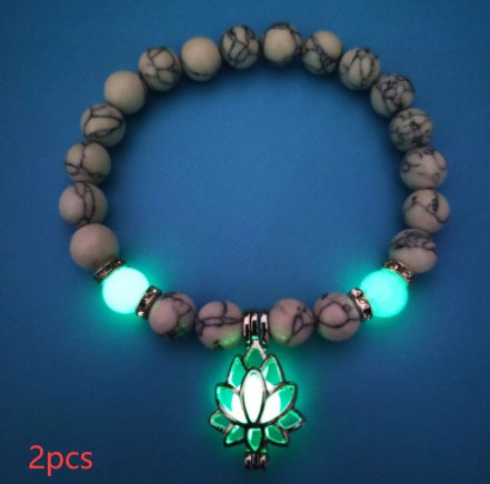 Energy Luminous Lotus Natural Stone Bracelet Yoga Healing Luminous Glow In The Dark Charm Beads Bracelet For Men & Women