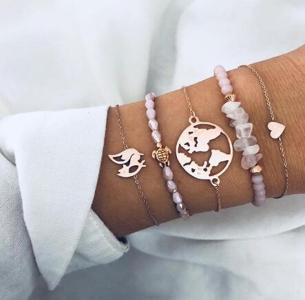 Bead Chain Bracelet & Anklet Set – Layered Fashion Jewelry for Women