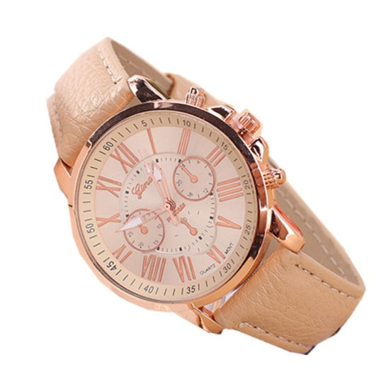 Three Eye Retro Geneva Quartz Watch – Trendy Couples & Students Belt Watch