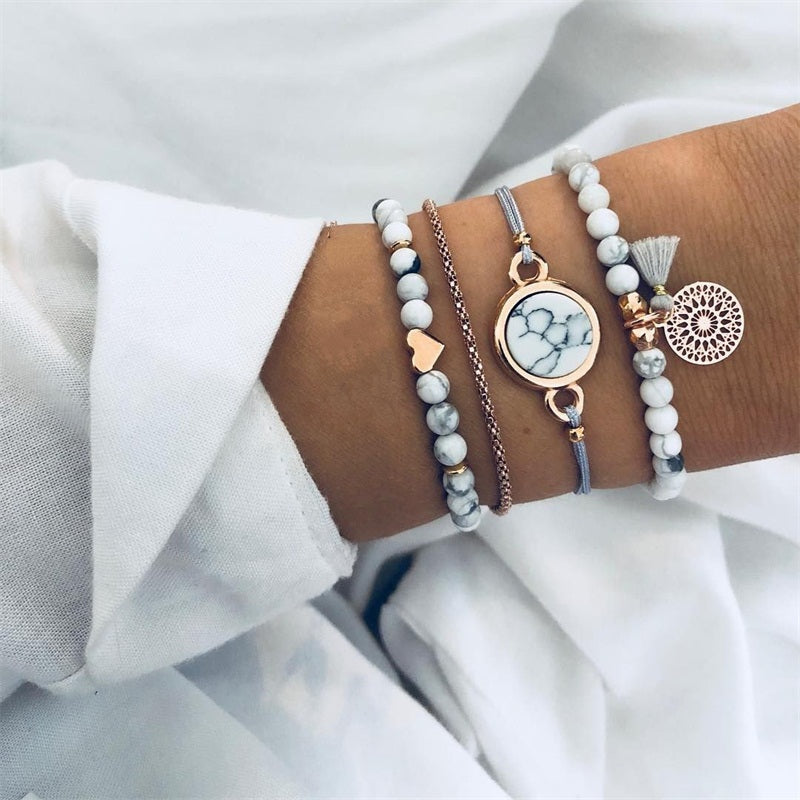 Bead Chain Bracelet & Anklet Set – Layered Fashion Jewelry for Women