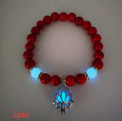 Energy Luminous Lotus Natural Stone Bracelet Yoga Healing Luminous Glow In The Dark Charm Beads Bracelet For Men & Women
