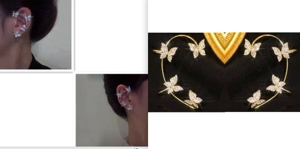 Fashion Butterfly Ear Clip & Ear Hook Earrings – Elegant Women's Jewelry Accessories