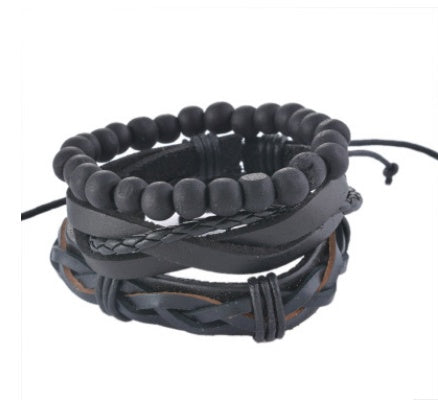 Multilayer Leather Punk Wrap Bracelet – Beaded Vintage Style for Men & Women