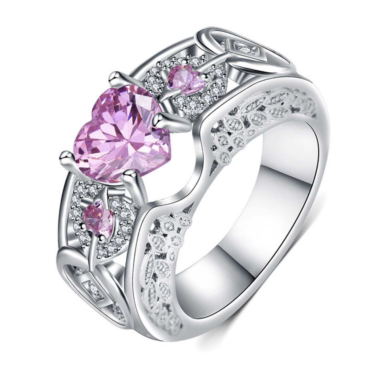 Princess Heart-Shaped Ruby Engagement Ring – Elegant Romantic Gemstone Ring