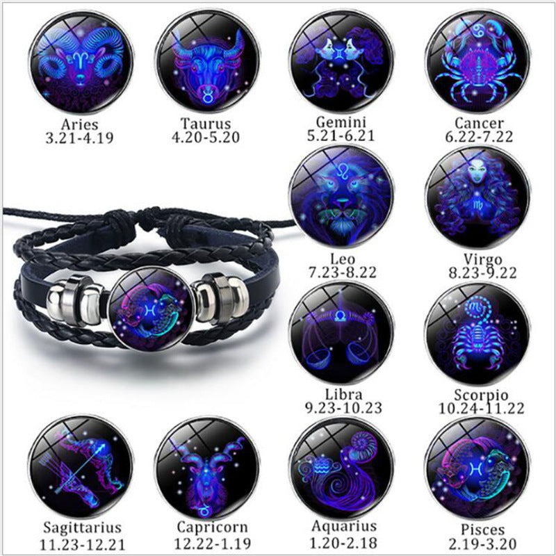 12 Zodiac Constellation Bracelet – Luminous Braided Design