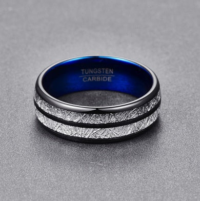 Tungsten Carbide Couple Wedding Band – 8mm Black & Blue Men's & Women's Ring