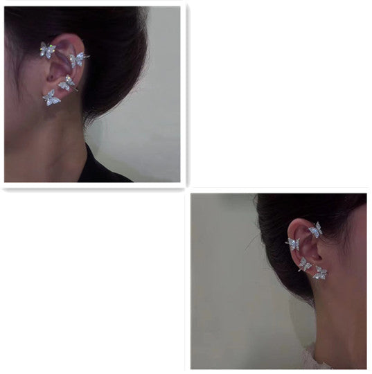 Fashion Butterfly Ear Clip & Ear Hook Earrings – Elegant Women's Jewelry Accessories