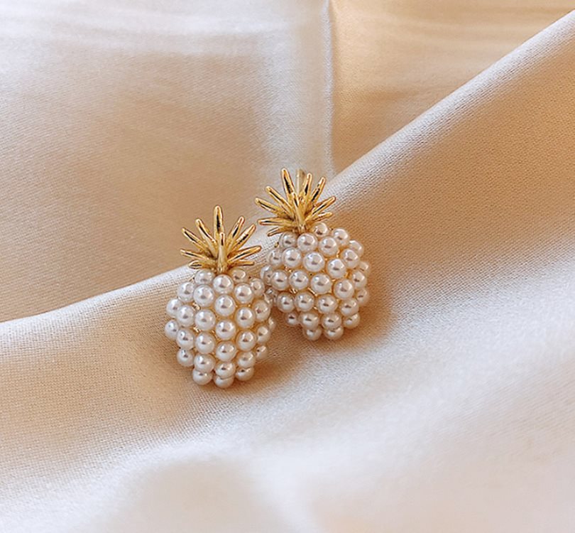 Pineapple Starfish Pearl Earrings – Cute Tropical Beach Stud Earrings for Women