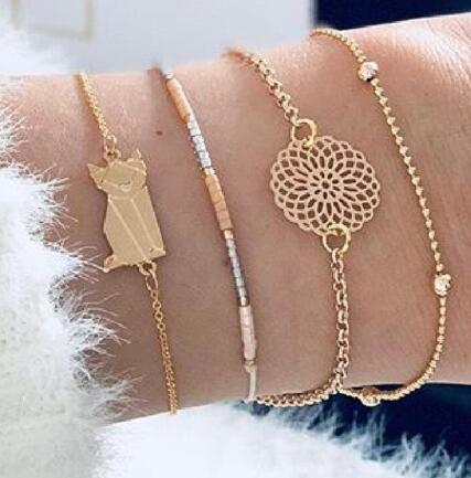 Bead Chain Bracelet & Anklet Set – Layered Fashion Jewelry for Women
