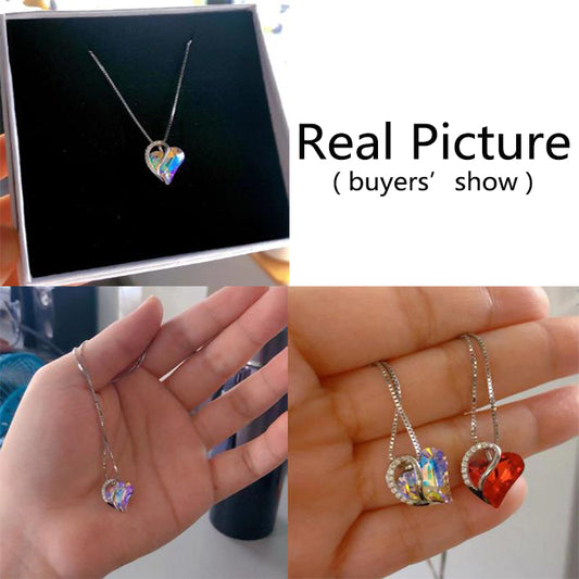 925 Silver Heart Shaped Geometric Necklace – Women’s Clavicle Chain Valentine’s & Mother’s Day Gift