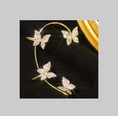 Fashion Butterfly Ear Clip & Ear Hook Earrings – Elegant Women's Jewelry Accessories