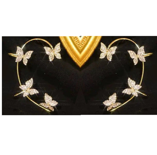 Fashion Butterfly Ear Clip & Ear Hook Earrings – Elegant Women's Jewelry Accessories