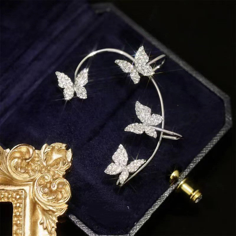 Fashion Butterfly Ear Clip & Ear Hook Earrings – Elegant Women's Jewelry Accessories