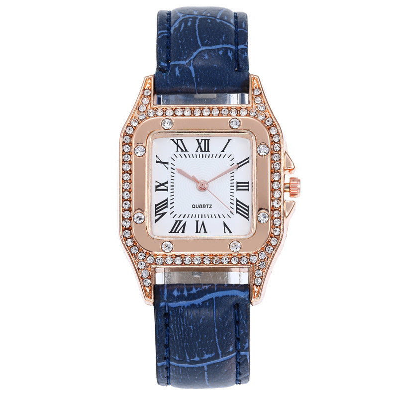: Elegant Square Dial Quartz Watch – Classic Strap Wristwatch for Women