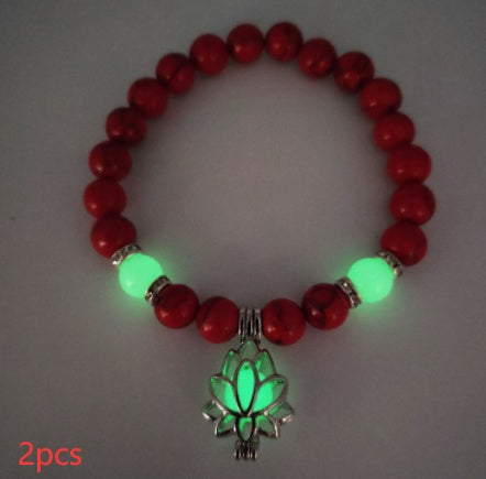 Energy Luminous Lotus Natural Stone Bracelet Yoga Healing Luminous Glow In The Dark Charm Beads Bracelet For Men & Women