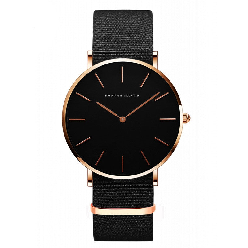 Ultra-Thin Quartz Watch – Waterproof Business Casual Black Belt Watch for Men & Women