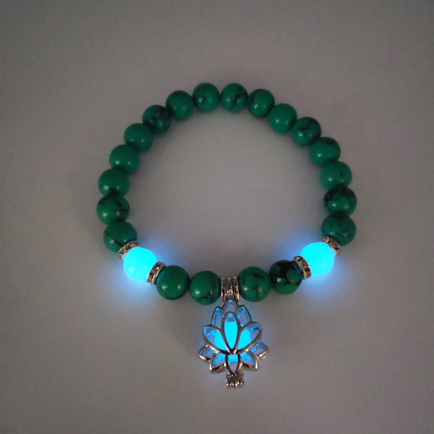 Energy Luminous Lotus Natural Stone Bracelet Yoga Healing Luminous Glow In The Dark Charm Beads Bracelet For Men & Women