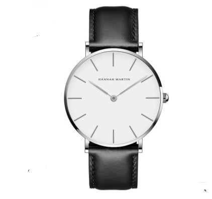 Ultra-Thin Quartz Watch – Waterproof Business Casual Black Belt Watch for Men & Women
