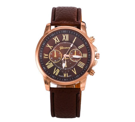 Three Eye Retro Geneva Quartz Watch – Trendy Couples & Students Belt Watch