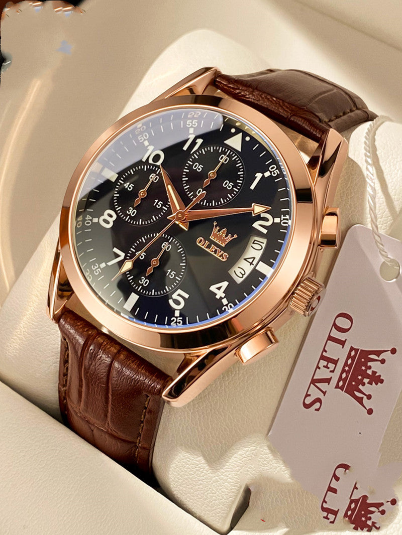 OLEVS Luxury Men's Quartz Watch – Waterproof Luminous Wristwatch