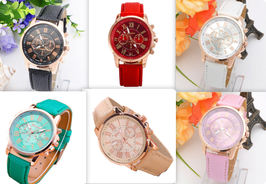 Three Eye Retro Geneva Quartz Watch – Trendy Couples & Students Belt Watch