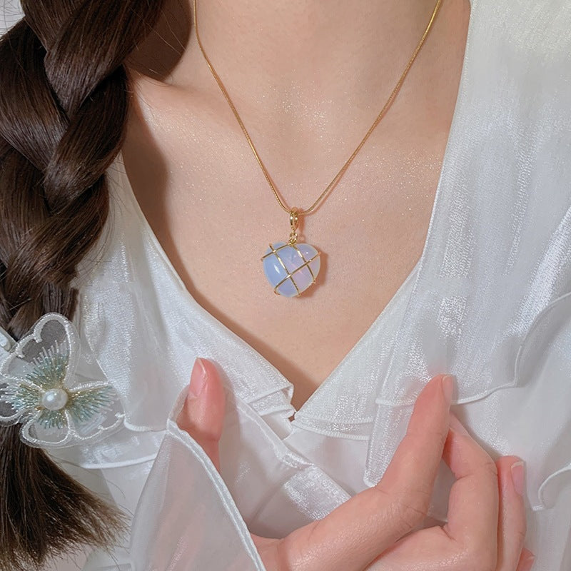Moonstone Princess Love Necklace – Novelty Cartoon Jewelry for Girls