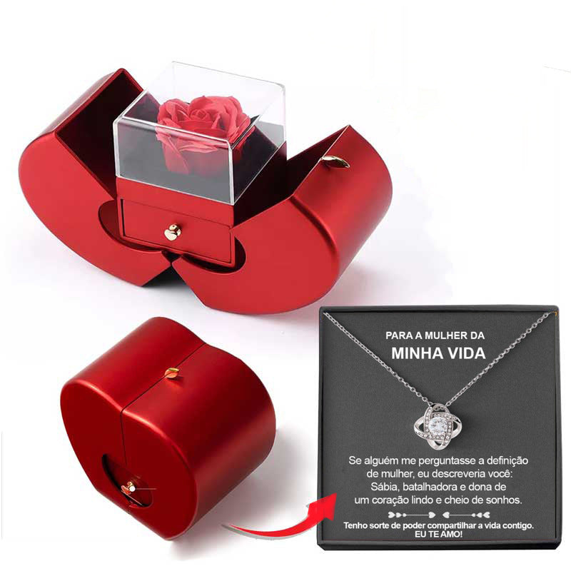 Eternal Rose Jewelry Gift Box With Necklace