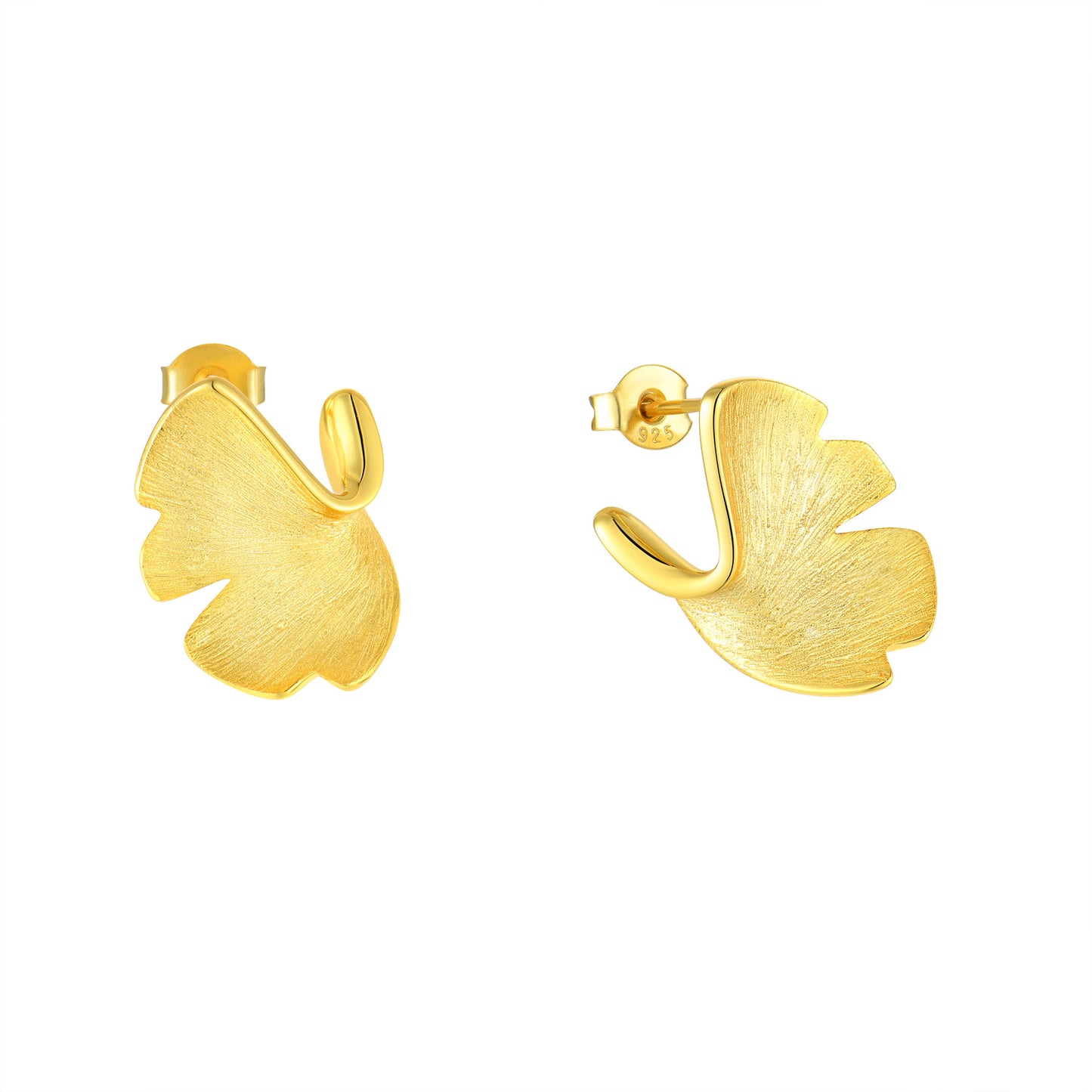 Ginkgo Biloba Sterling Silver & 14k Gold Stud Earrings | Carlysdarlia Jewelry