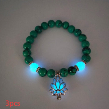 Energy Luminous Lotus Natural Stone Bracelet Yoga Healing Luminous Glow In The Dark Charm Beads Bracelet For Men & Women