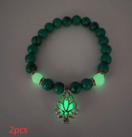 Energy Luminous Lotus Natural Stone Bracelet Yoga Healing Luminous Glow In The Dark Charm Beads Bracelet For Men & Women