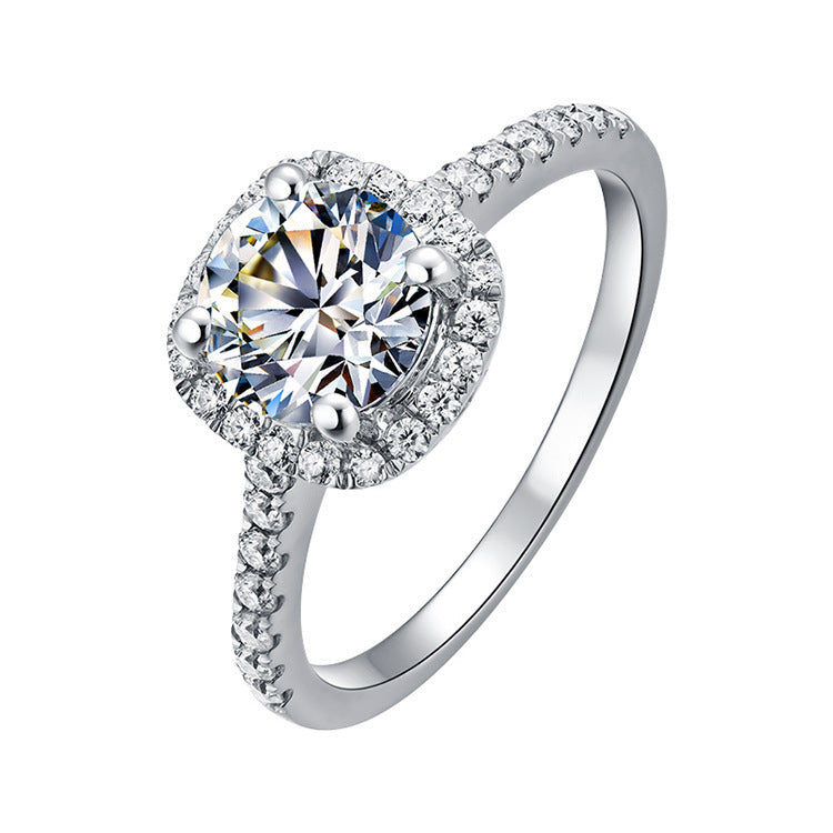 Ladies 1 Carat Moissanite Diamond Ring – Luxury Round & Princess Square Cut Ring