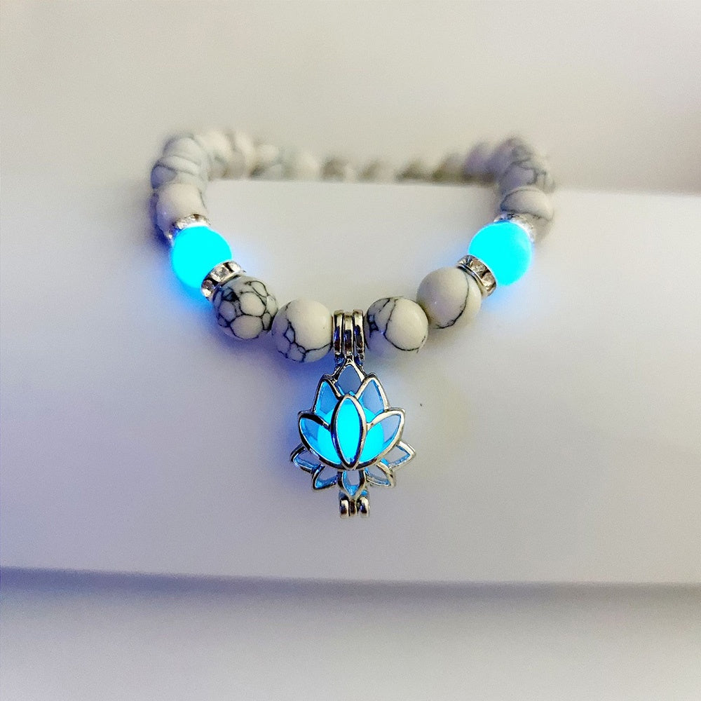 Energy Luminous Lotus Natural Stone Bracelet Yoga Healing Luminous Glow In The Dark Charm Beads Bracelet For Men & Women