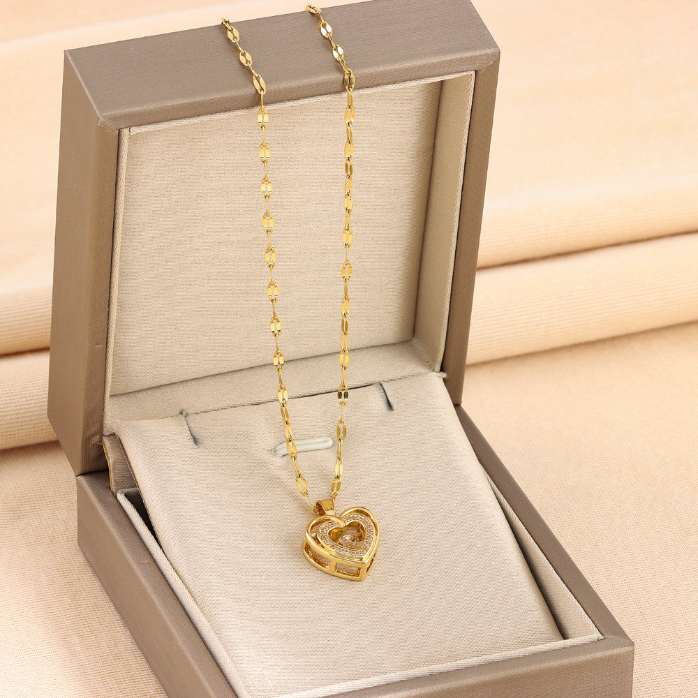 Double-Layer Love Necklace With Rhinestones
