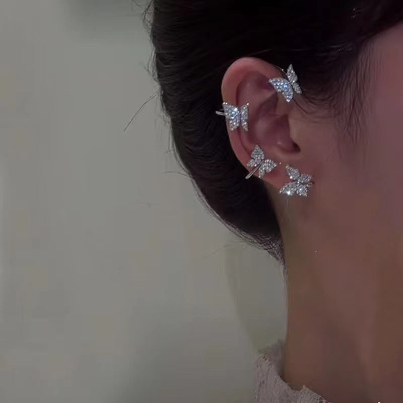 Fashion Butterfly Ear Clip & Ear Hook Earrings – Elegant Women's Jewelry Accessories