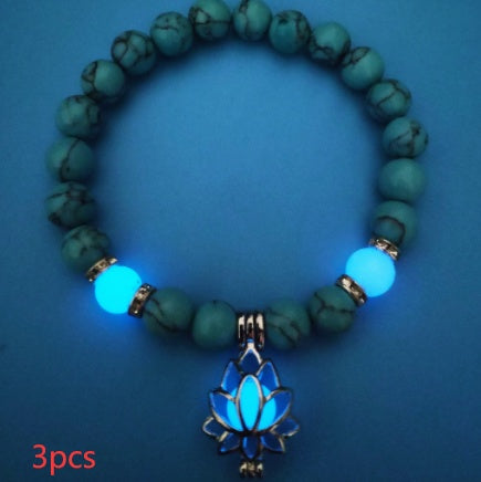 Energy Luminous Lotus Natural Stone Bracelet Yoga Healing Luminous Glow In The Dark Charm Beads Bracelet For Men & Women
