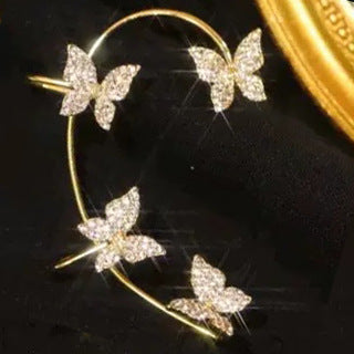 Fashion Butterfly Ear Clip & Ear Hook Earrings – Elegant Women's Jewelry Accessories