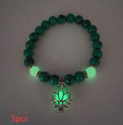 Energy Luminous Lotus Natural Stone Bracelet Yoga Healing Luminous Glow In The Dark Charm Beads Bracelet For Men & Women