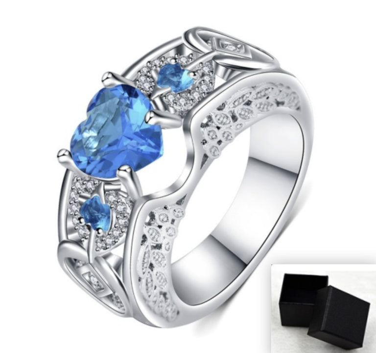 Princess Heart-Shaped Ruby Engagement Ring – Elegant Romantic Gemstone Ring