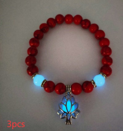 Energy Luminous Lotus Natural Stone Bracelet Yoga Healing Luminous Glow In The Dark Charm Beads Bracelet For Men & Women