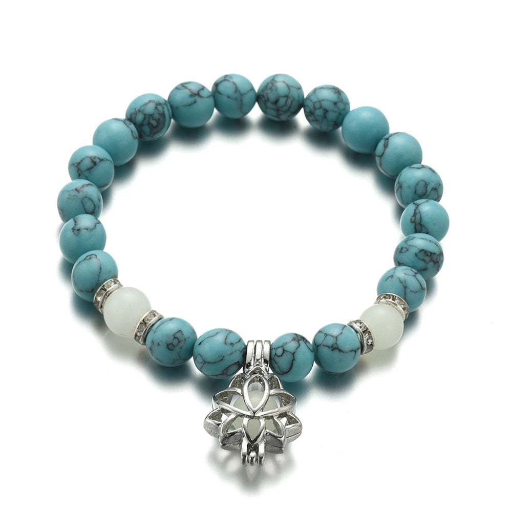 Energy Luminous Lotus Natural Stone Bracelet Yoga Healing Luminous Glow In The Dark Charm Beads Bracelet For Men & Women