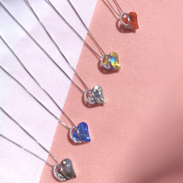 925 Silver Heart Shaped Geometric Necklace – Women’s Clavicle Chain Valentine’s & Mother’s Day Gift